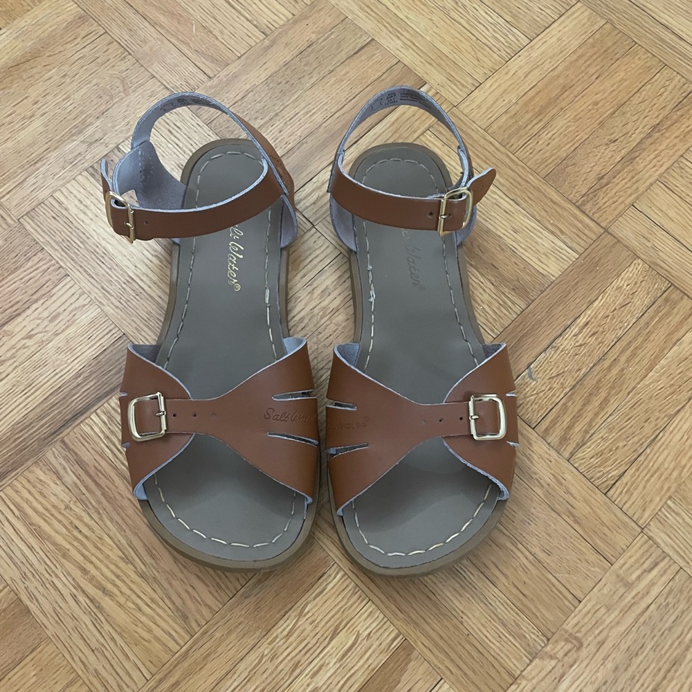 Brown Leather Sandals with Buckle Details